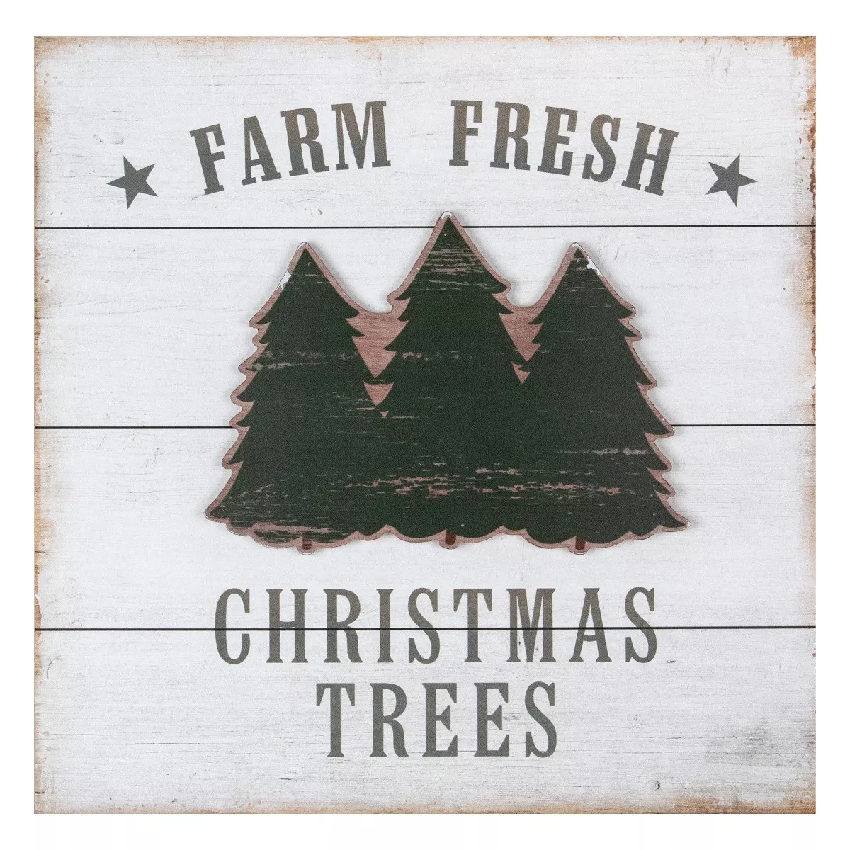 Northlight 16" White Washed Farm Fresh Christmas Trees Wooden Wall Sign | Target