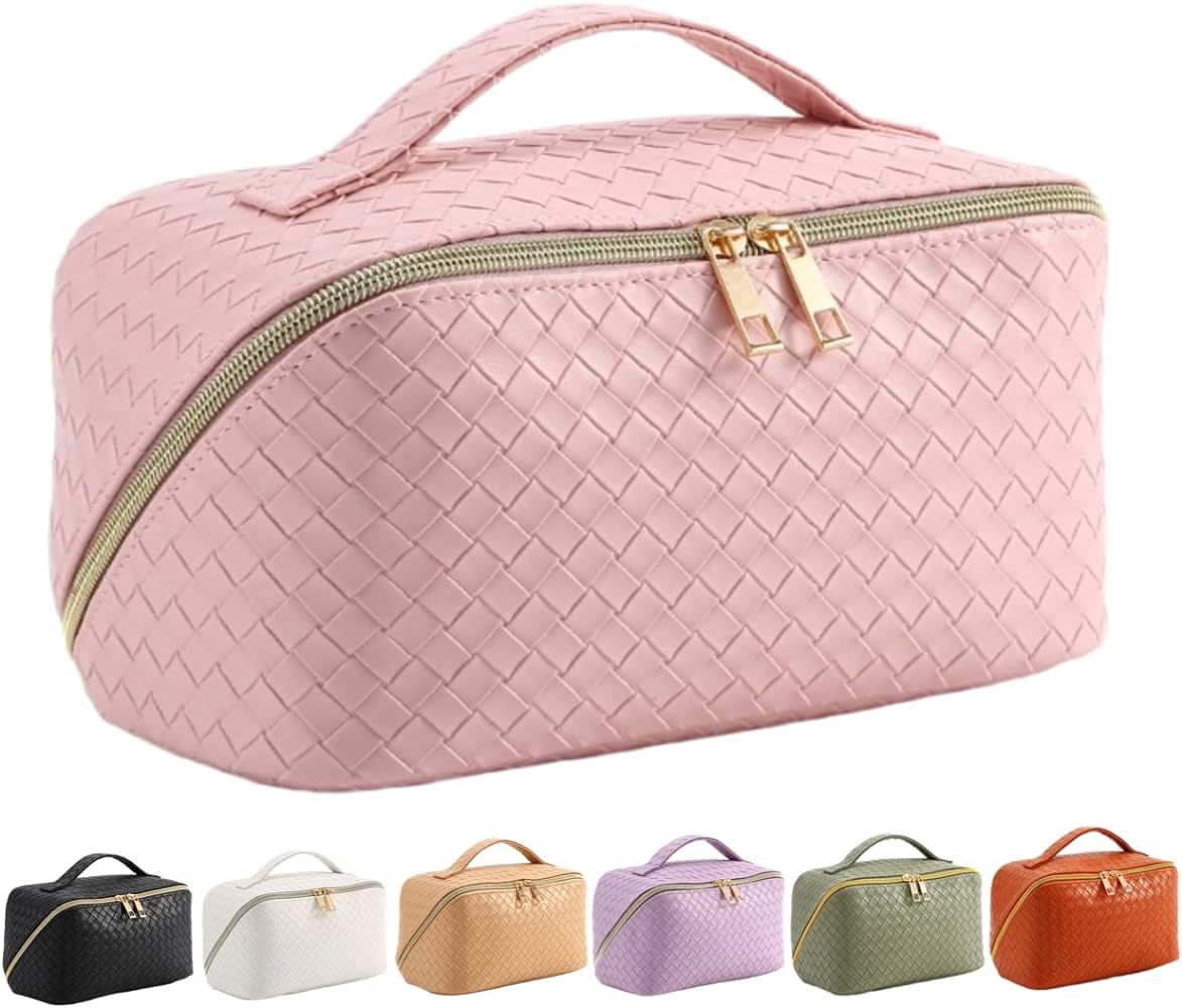 Large Portable Makeup Bag Portable Travel Cosmetic Bag for Women Girls Gift Makeup Pouch Portable... | Amazon (US)