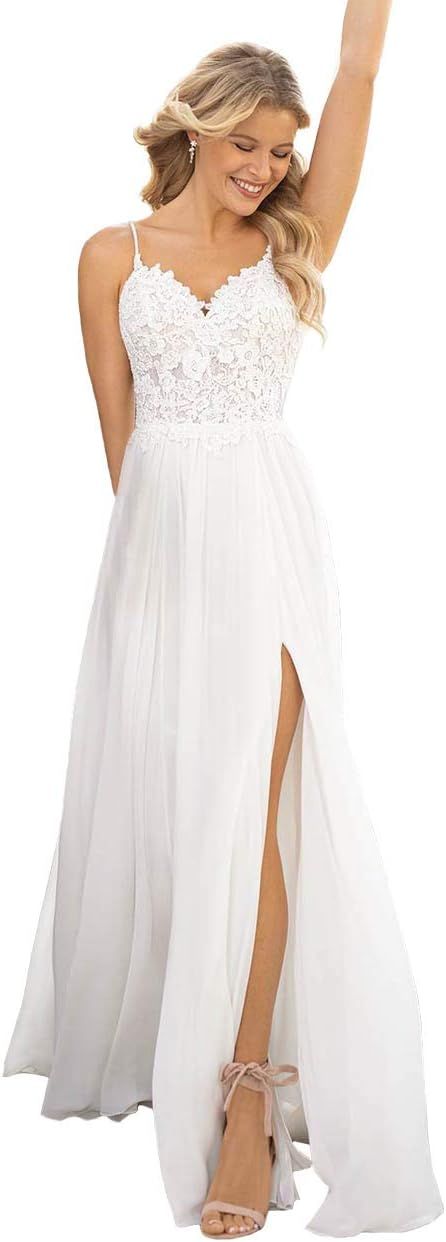 WaterDress Beach Wedding Dresses for Bride 2023 Lace Boho Bridal Wedding Gowns WDW002 | Amazon (US)