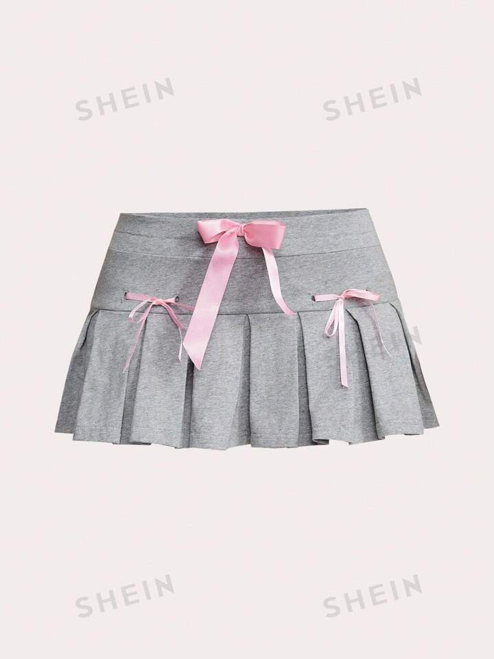 ROMWE J-Fashion Y2K Style Ballet Sports Low Waist Bowknot Skirt For Women | SHEIN