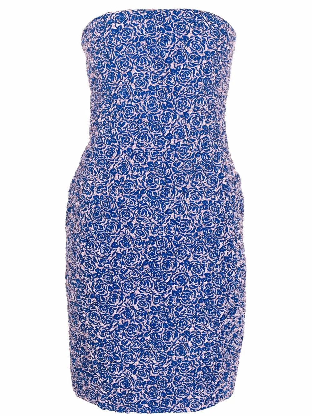Christian Dior Pre-Owned 2010s floral-pattern strapless fitted dress - Blue | Farfetch Global