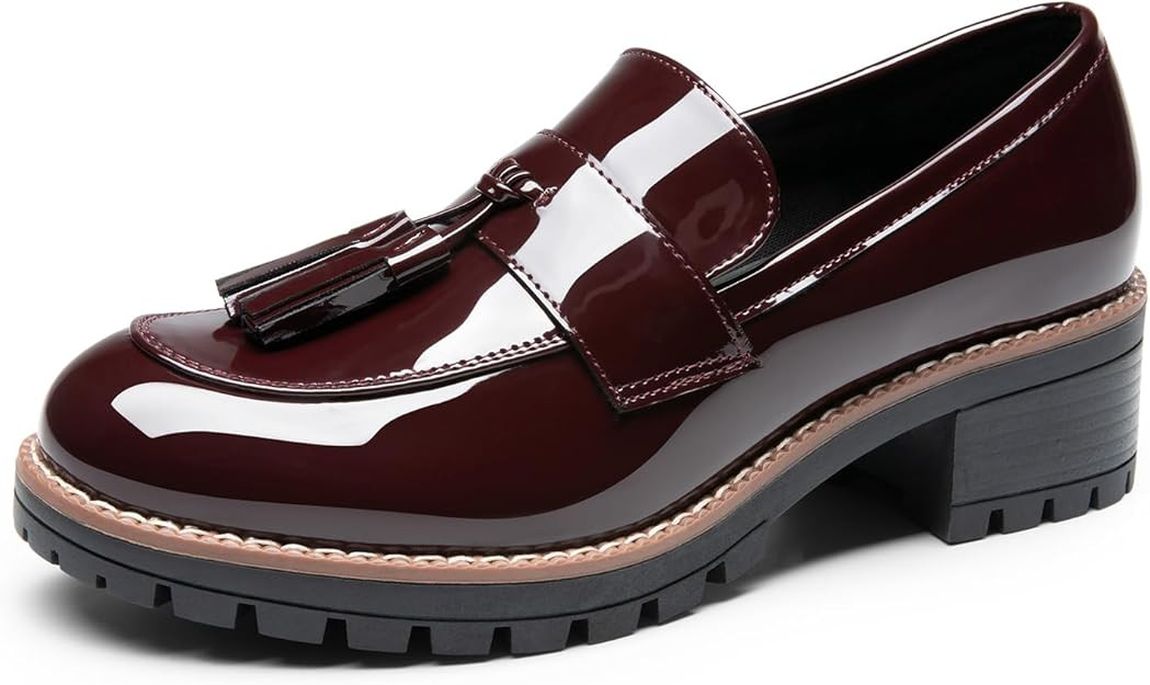 DREAM PAIRS Womens Loafers, Slip On Platform Chunky Penny Heeled Lug Sole Loafers for Women Dress... | Amazon (US)