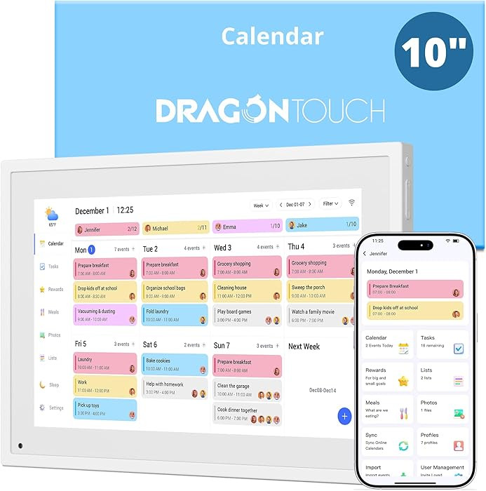 Digital Calendar Touch Screen 10 Inch, Electronic Calendar Chore Chart for Family Monthly/Weekly/... | Amazon (US)