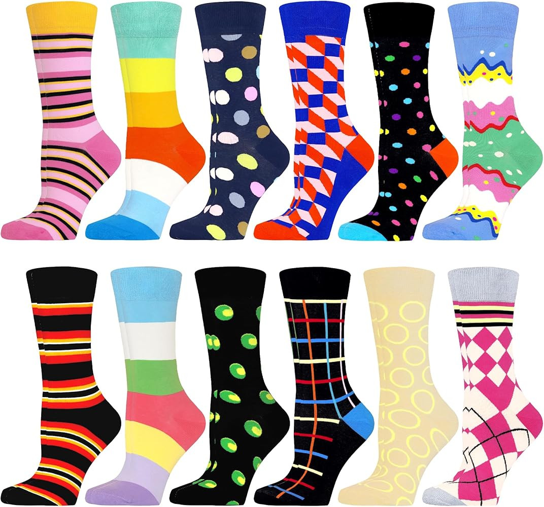WeciBor Women's Funny Colorful Novelty Pattern Cotton Crew Socks Funky Gifts for Mum | Amazon (US)