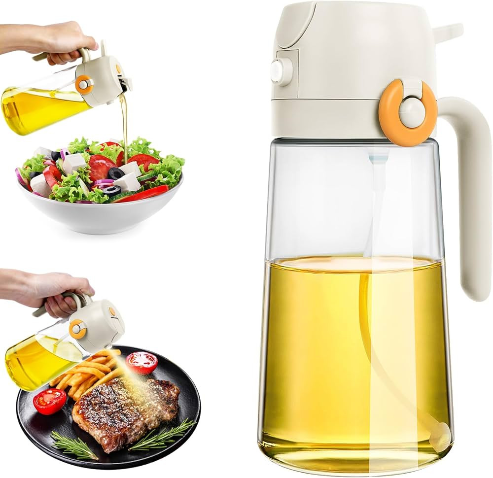 Oil Sprayer for Cooking 2 in 1 Olive Oil Dispenser and Sprayer 16oz/470ml Glass Spray Bottles And... | Amazon (US)