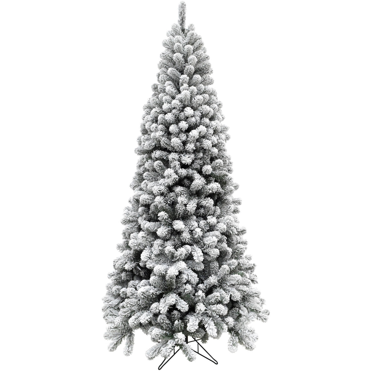 Fraser Hill Farm 6.5-Ft Unlit Snow Flocked Alaskan Pine Artificial Christmas Tree | Heavily Flock... | Walmart (US)