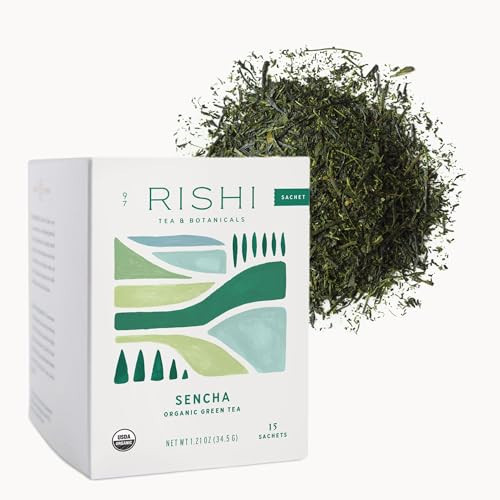 Rishi Tea Sencha Green Tea - Organic Sachet Bags, Caffeinated Japanese Green Tea, Enjoy Hot or Iced - 15 Count (Pack of 1) | Amazon (US)