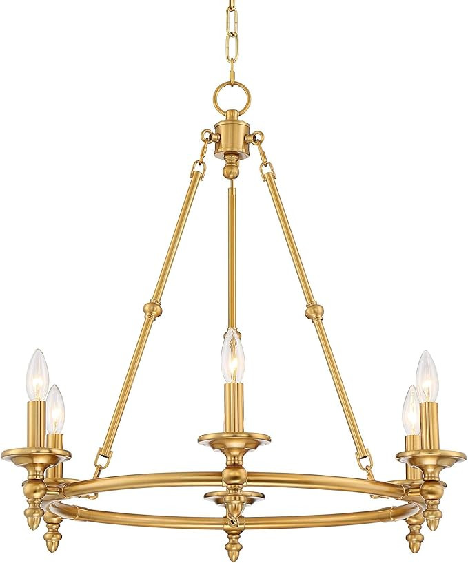 Stiffel Wagon Wheel Gold Chandelier - 6 Light, Antique Brass Modern Farmhouse Chandelier for Bedr... | Amazon (US)