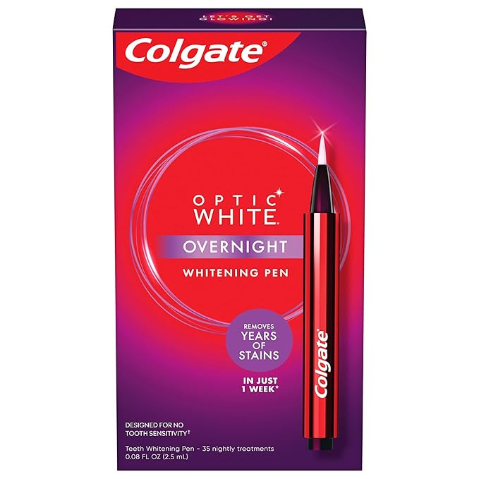 Colgate Optic White Overnight Teeth Whitening Pen, Teeth Stain Remover to Whiten Teeth, 35 Nightl... | Amazon (US)