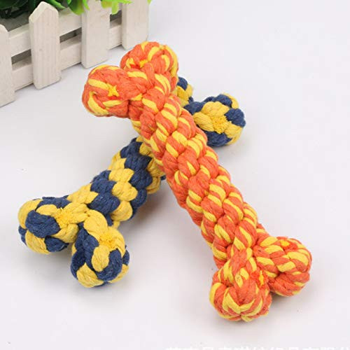 HESUILONG Dog Rope Toy Dog Toy Bone Pet Teeth Cleaning Toy 2 Pieces Toys for Puppies Handmade Gift for Dog(Bone) | Amazon (US)
