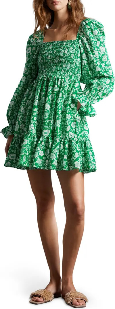 Floral Smocked Long Sleeve Minidress | Nordstrom