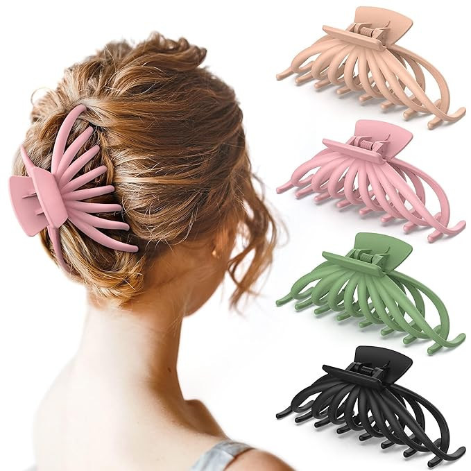 Hair Clips for Women - OPAUL Matte Nonslip Large Hair Claw Clips for Thick and Thin Hair, 4.7 Inc... | Amazon (US)