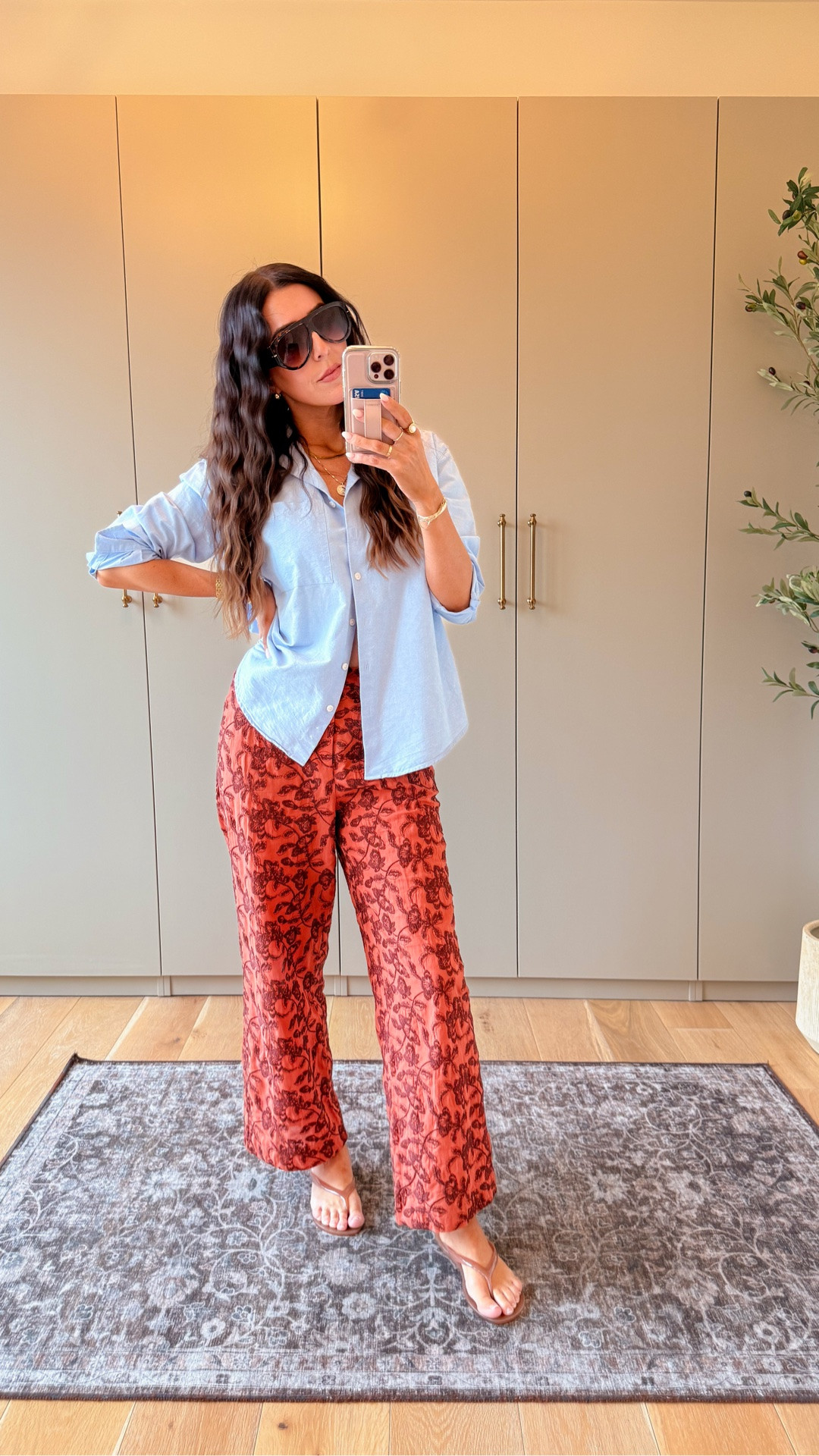 Casual weekend outfit! Wearing a small in this quince blue button-down shirt. Wearing an extra small in these embroidered brick Zara pants cute look to wear dress up or down or even to work!

#LTKootd #LTKOver40 #LTKSaleAlert