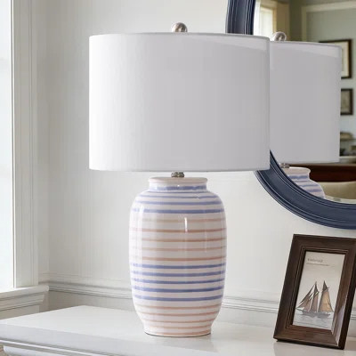Carmeletta 25" Coastal Modern Ceramic Table Lamp with 3-Way Dimming for Bedroom Living Room | Wayfair North America