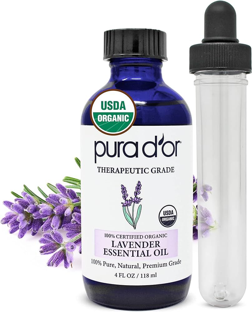 PURA D'OR Organic Lavender Essential Oil (4oz with Glass Dropper) 100% Pure & Natural Therapeutic... | Amazon (US)