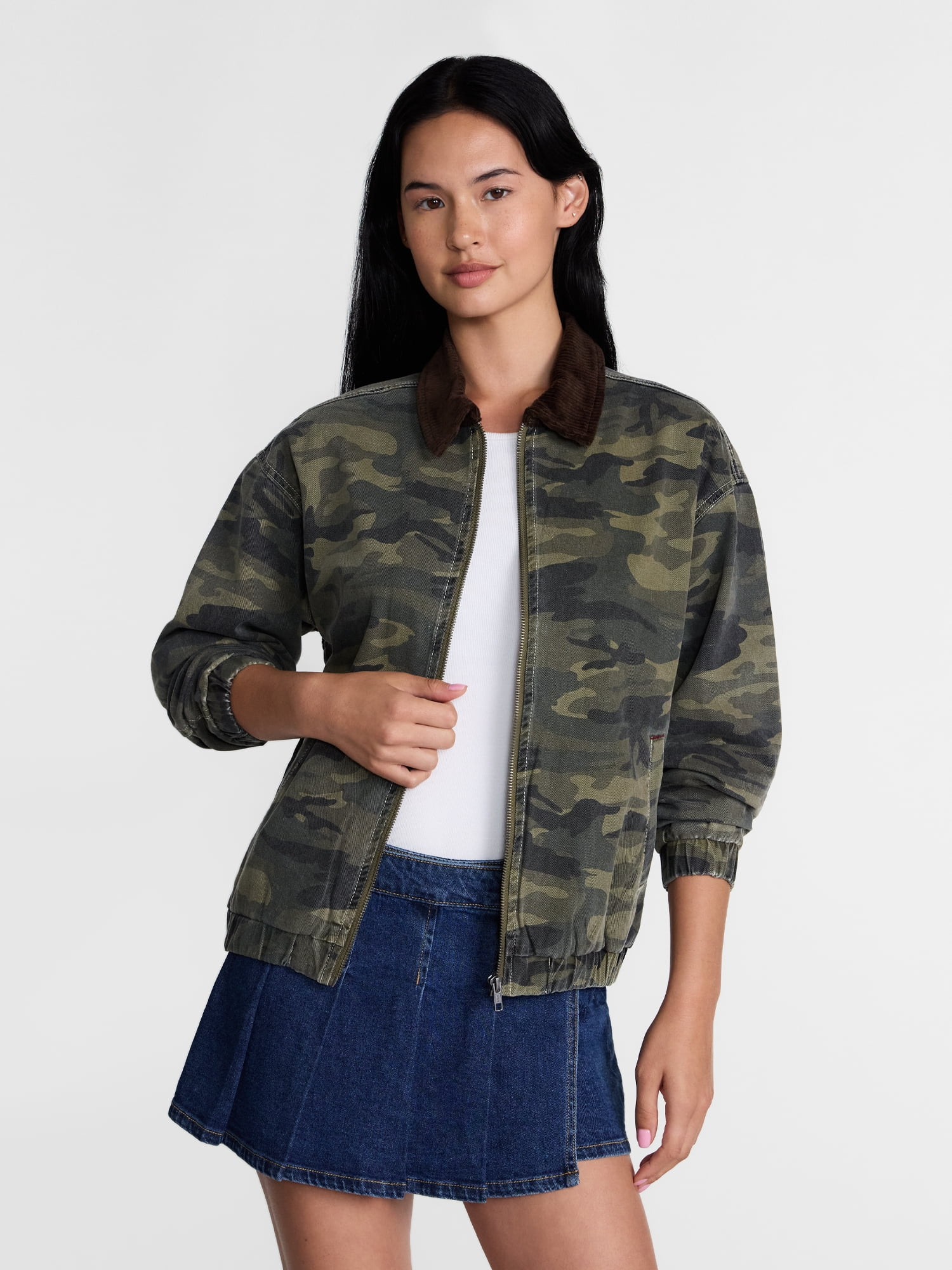 Madden NYC Women's Cotton Twill Bomber Jacket, Sizes XXS-XXL | Walmart (US)