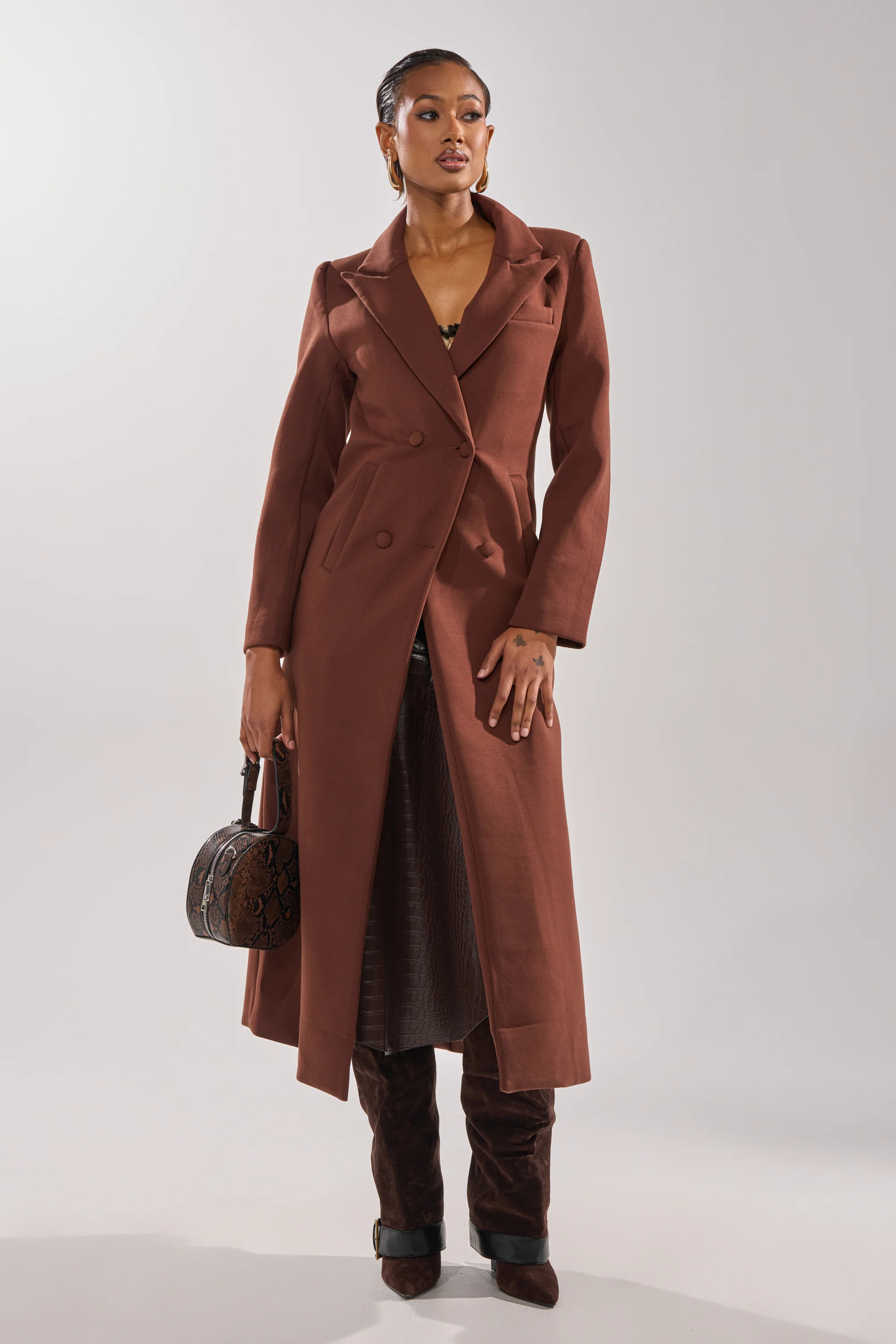 COCOA BUTTER SCUBA TRENCH IN BROWN | AKIRA