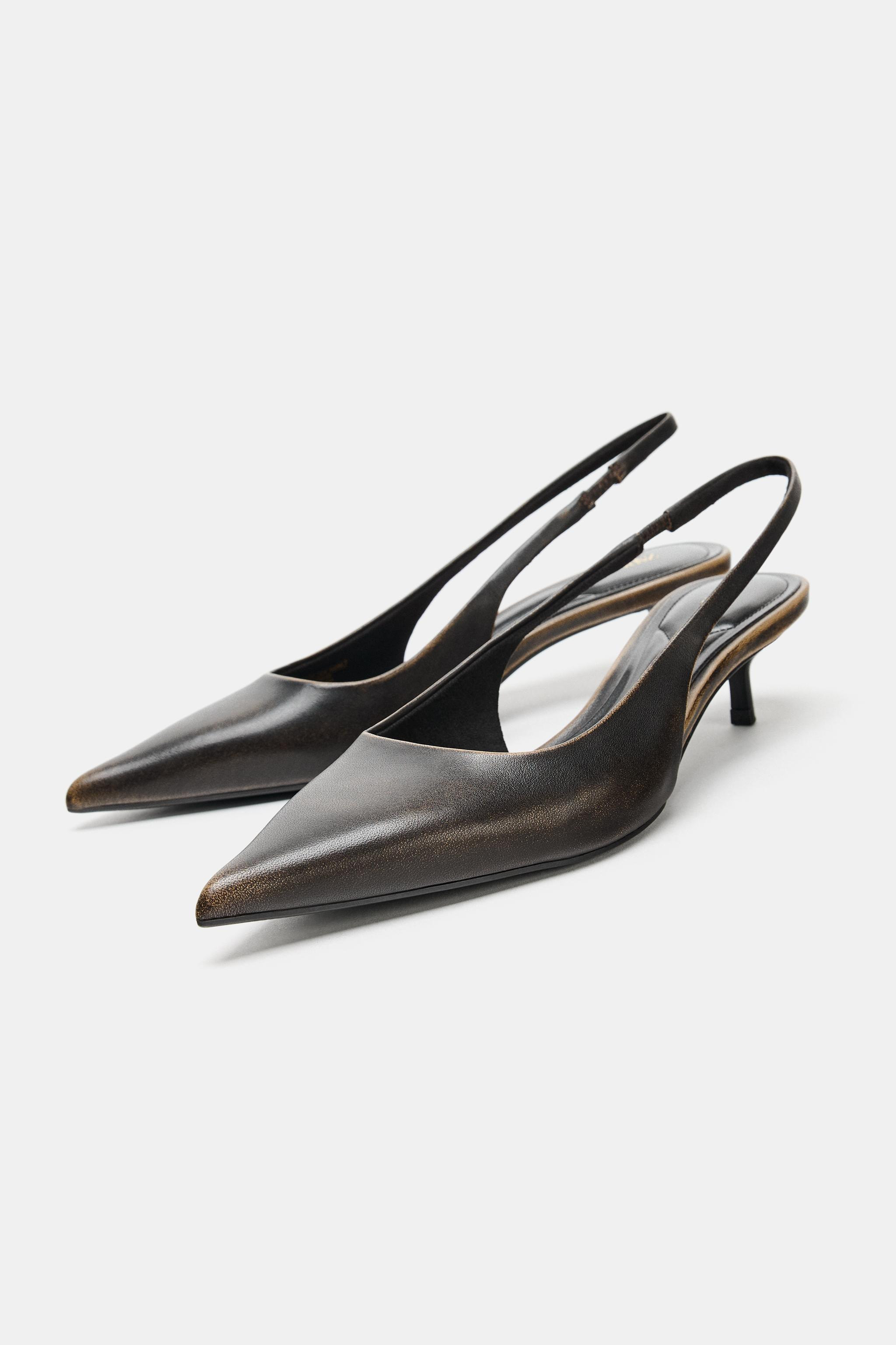 LEATHER SLINGBACK SHOES | Zara FR