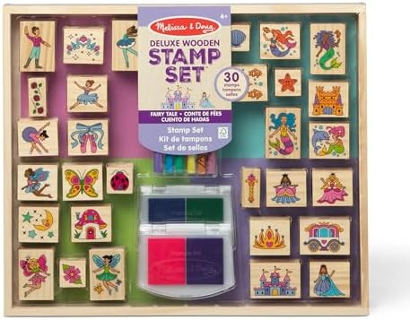 Melissa & Doug Deluxe Wooden Stamp and Coloring Set – Fairy Tale (30 Stamps, 6 Markers, 2 Durab... | Amazon (US)