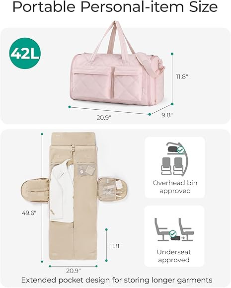 BAGSMART Garment Bags for Travel for Women, Convertible Garment Duffel Bag Suit Bag, 2 in 1 Puffy... | Amazon (US)