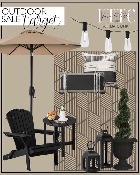 Target Outdoor Sale. Follow @farmtotablecreations on Instagram for more inspiration.

Best Choice Products Folding Adirondack Chair Outdoor, Wooden Accent Lounge Furniture. Best Choice Products 7.5ft Heavy-Duty Outdoor Market Patio Umbrella. Costway 18'' Patio Round Adirondack Side Table. Best Choice Products Fillable Plastic Patio Umbrella Base Stand, Pole Holder w/ Adjustment Knob. Southern Patio Large 14 Inch Outdoor Home Lightweight Resin Utopian Urn Flower Planter Pot for Entryways and Backyard Patios, Black. Spiral Cypress Artificial Plant - Potted 4-Foot-Tall Topiary Tree - UV-Protected Faux Outdoor Plant for Planters or Front Porch by Pure Garden. nuLOOM Leona Modern Geometric Indoor and Outdoor Area Rug. Nature Spring Vintage-Style Outdoor Solar-Powered String Lights. Cast Aluminum Outdoor Lantern Candle Holder Black - Threshold. 18"x18" Stripes and Dashes Square Outdoor Throw Pillow Black/Ivory. 12"x27" Twists and Tassels Rectangular Outdoor Lumbar Pillow Black/White. Outdoor Furniture Sale. Target Home. 


#LTKsalealert #LTKhome #LTKfindsunder50