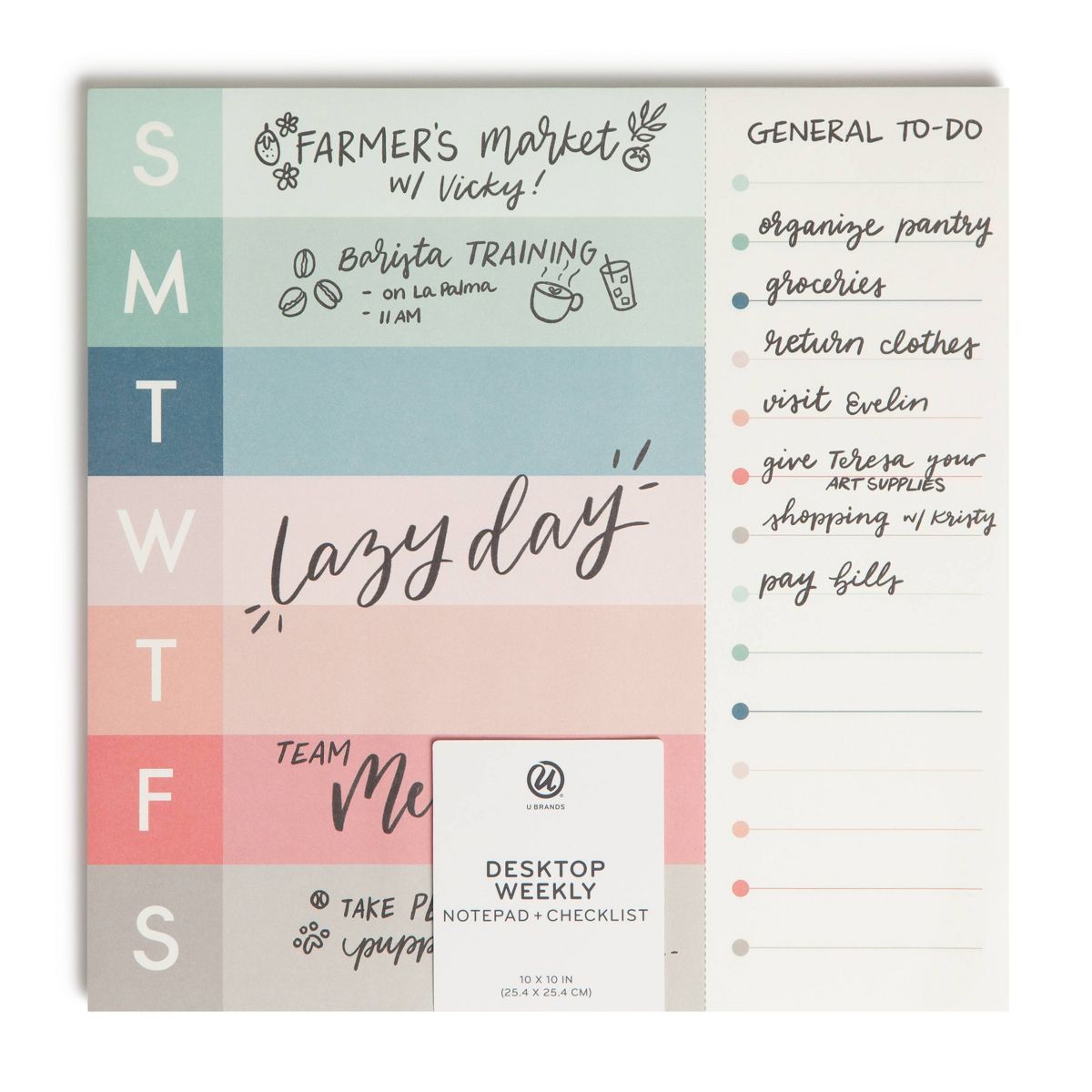 U Brands 10''x10'' Weekly Combination Pad - Coral Chic | Target