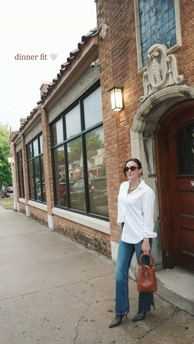 Dinner fit 🤍 Keeping it simple with a crisp white button-down, denim, and a few classic accessories.

#DinnerFit #DinnerOutfit #OOTD #OutfitInspo #CasualChic #ClassicStyle #FallStyle #FallOutfit #DenimStyle #EverydayStyle #MomStyle #LTKStyle #LTKFashion #LTKFinds #ShopLTK 

 #LTKdayinmylife #LTKootd