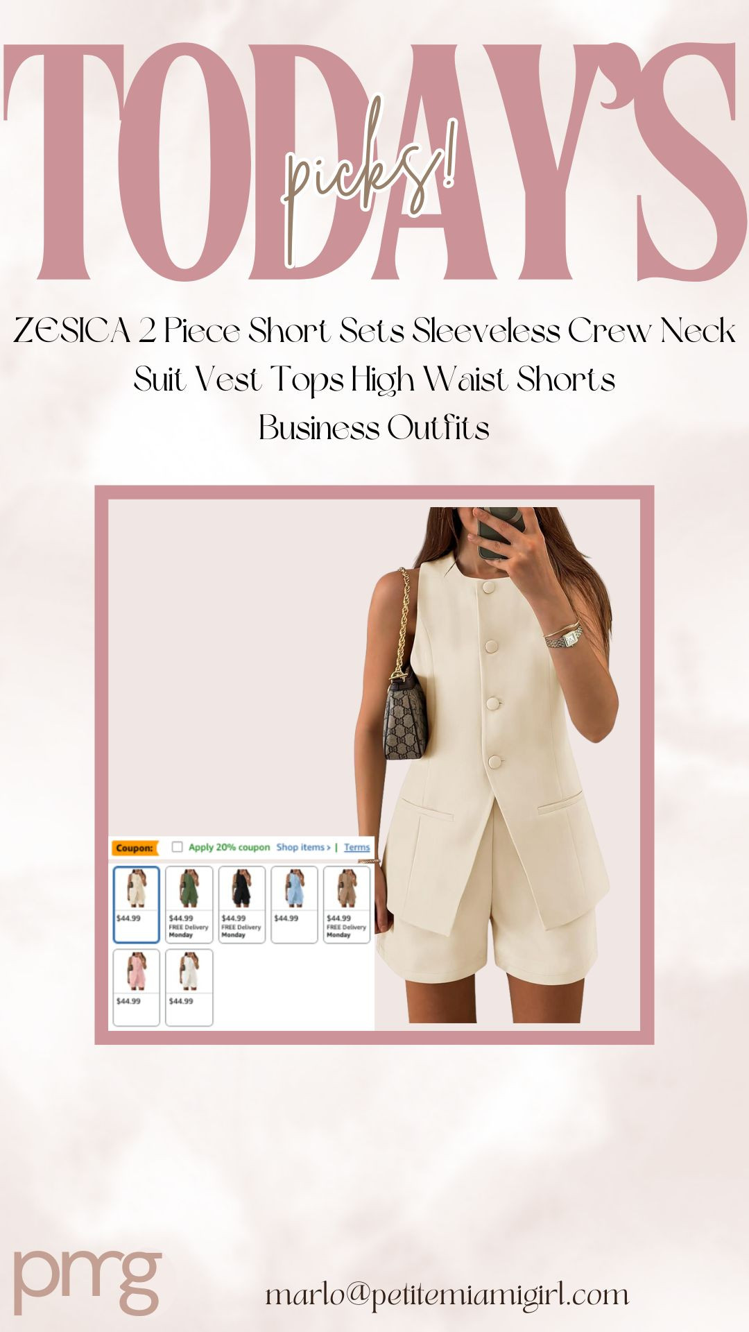 Today's picks ZESICA 2 Piece Short Sets Sleeveless Crew Neck Suit Vest Tops High Waist Shorts Business Outfits. 

 #LTKSpringSale #LTKSaleAlert #LTKStyleTip