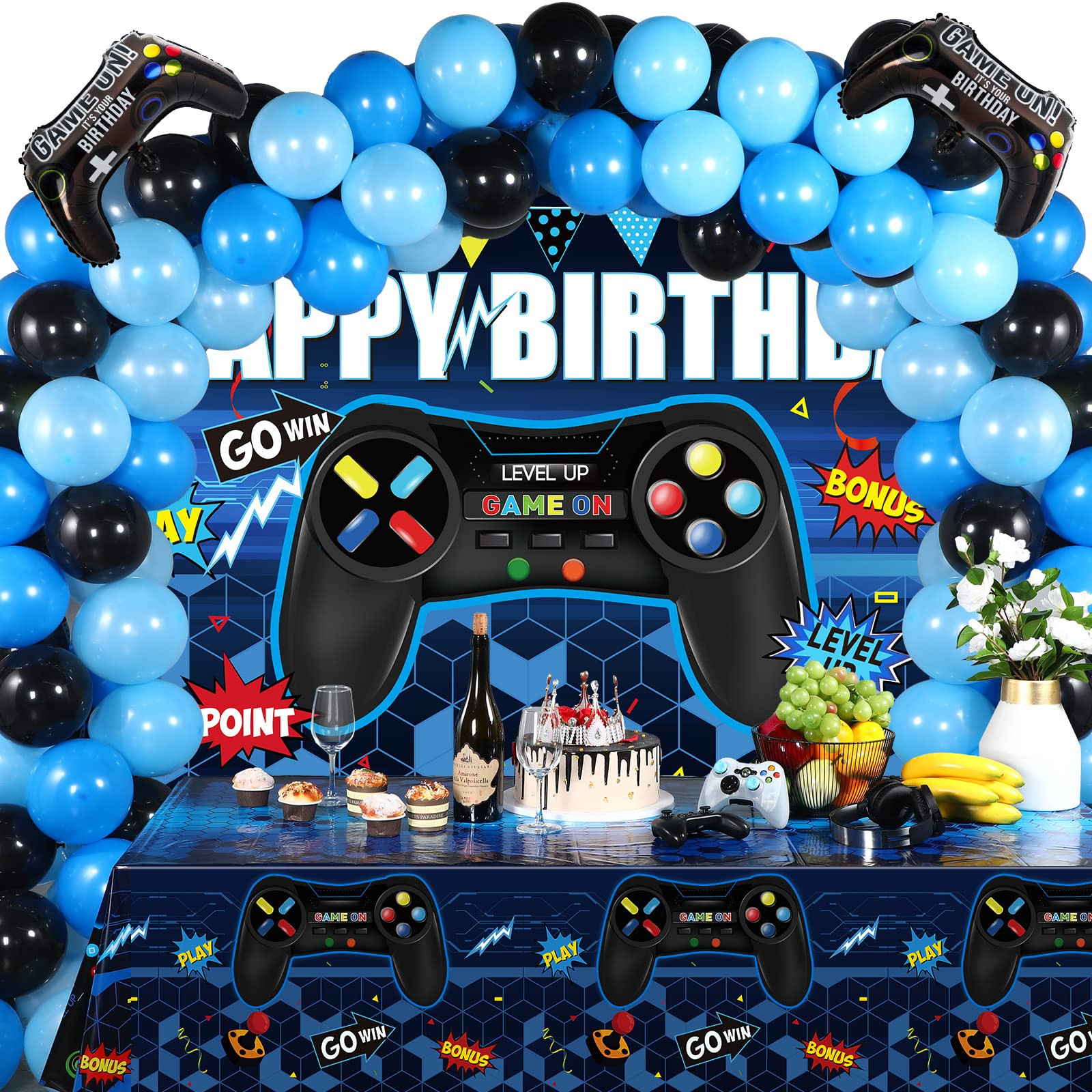 Video Game Birthday Party Decorations Set Gaming Happy Birthday Supplies Includes Video Game Back... | Amazon (US)