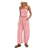Womens Strapless Jumpsuits Off the Shoulder Tube Top barrel Overalls Loose Fit Romper with Pocket... | Amazon (US)