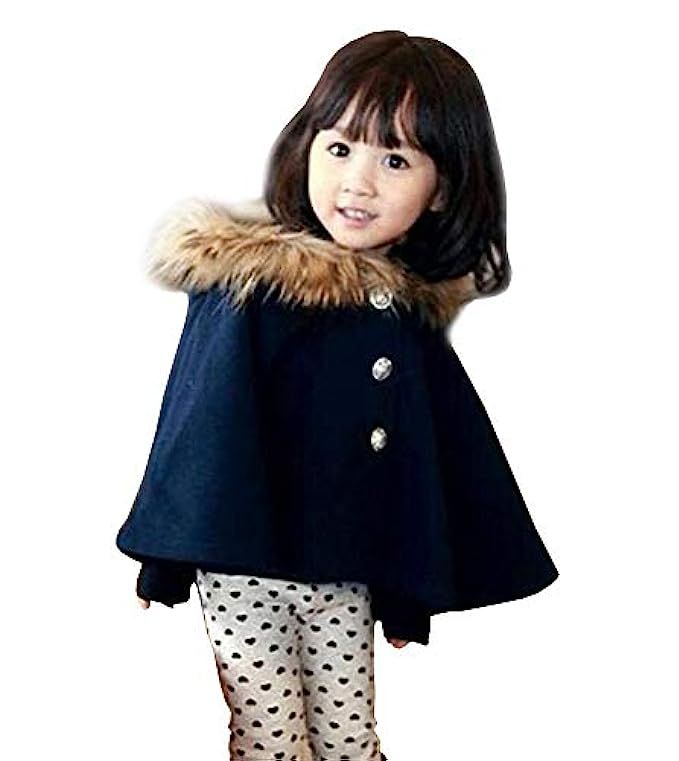 D-Sun Kids Girls Wool Blend Hoodie Capes Poncho Children Fall Winter Outwear | Amazon (US)
