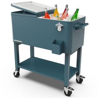 80 qt. Teal Outdoor Patio Cooler with Removable Basin | The Home Depot