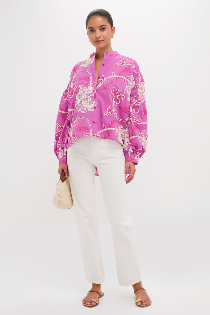 Pink Embroidered Juliette Button Down | Tuckernuck (US)