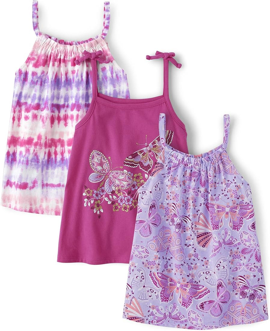 The Children's Place Baby Toddler Girls Tie Shoulder Tank Tops 3 Pack | Amazon (US)
