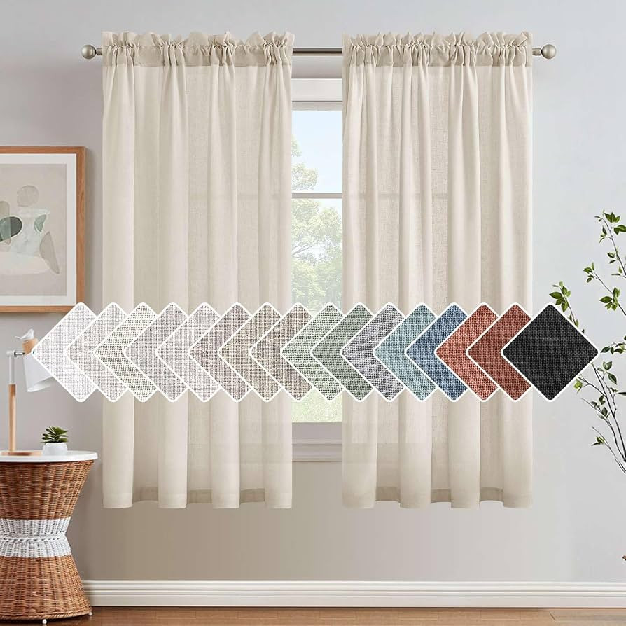 H.VERSAILTEX Natural Linen Bedroom Curtains 63 Inch Length 2 Panels Rod Pocket Light Filtering Se... | Amazon (US)