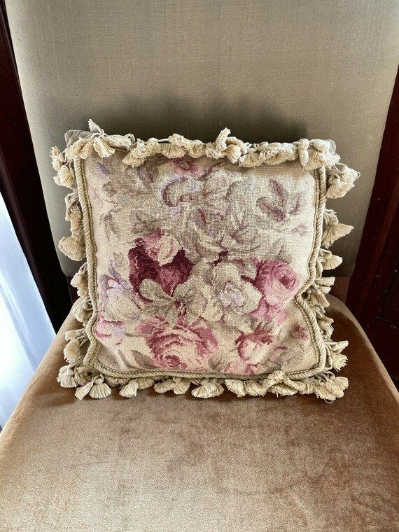 Antique 19th C French Aubusson Needlepoint Pillow Wool Flowers | Etsy | Etsy (US)