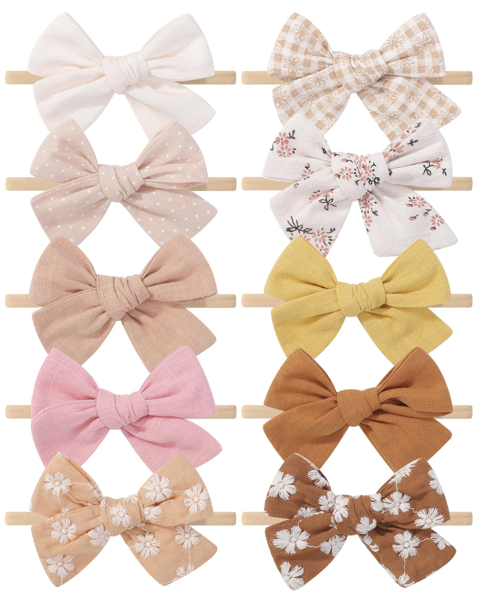 10PCS Doboi Baby Girls Headbands Hair Bows Nylon Linen Hairbands Handmade Hair Accessories for Ne... | Amazon (US)