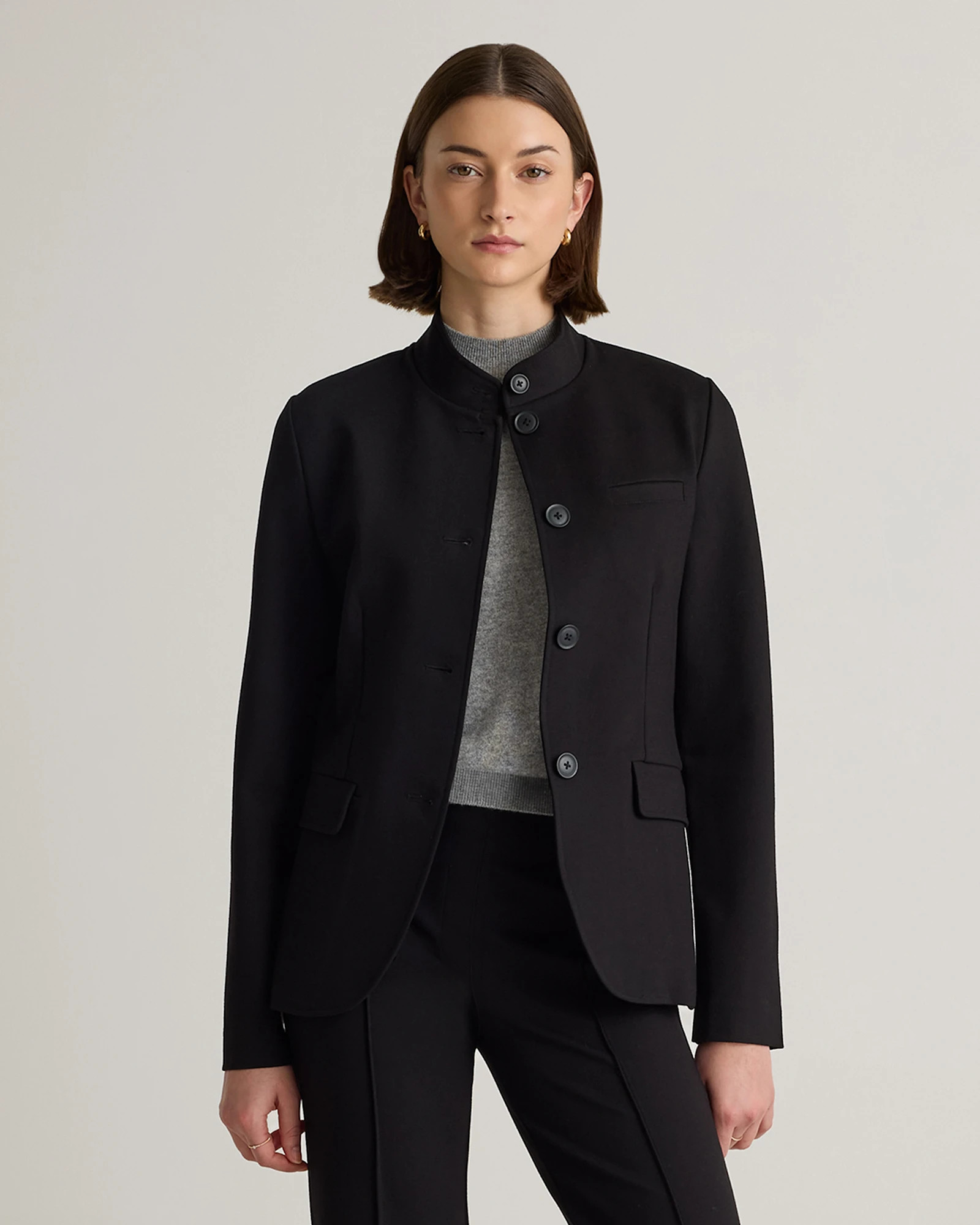 Ultra-Stretch Ponte Stand Collar Blazer | Quince