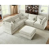 CHIC HOUSE Oversized Modular Sofa,Extra Deep Cloud Corduroy Sectional Couch with Ottoman Chaise,F... | Walmart (US)