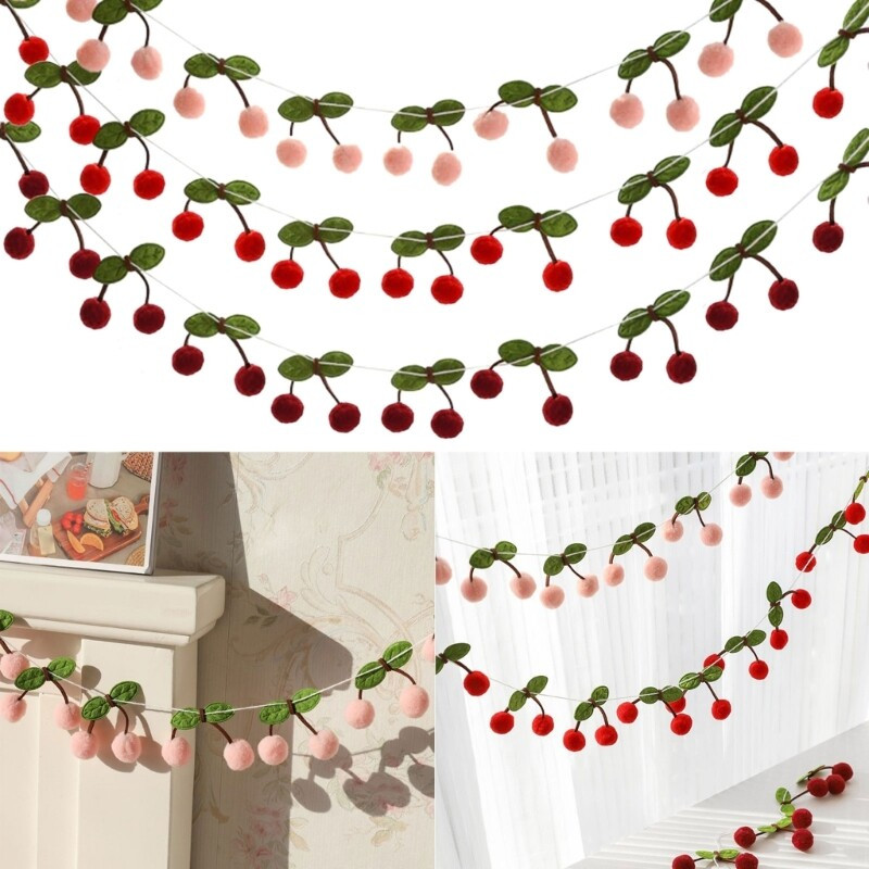 Handmade Cherry Felt Balls Garlands String Wall Decoration for Home Classrooms | eBay UK