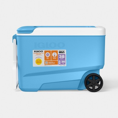 Sun Squad Wheelie 53 Cans/38qt Rolling Cooler - Carolina Blue | Target
