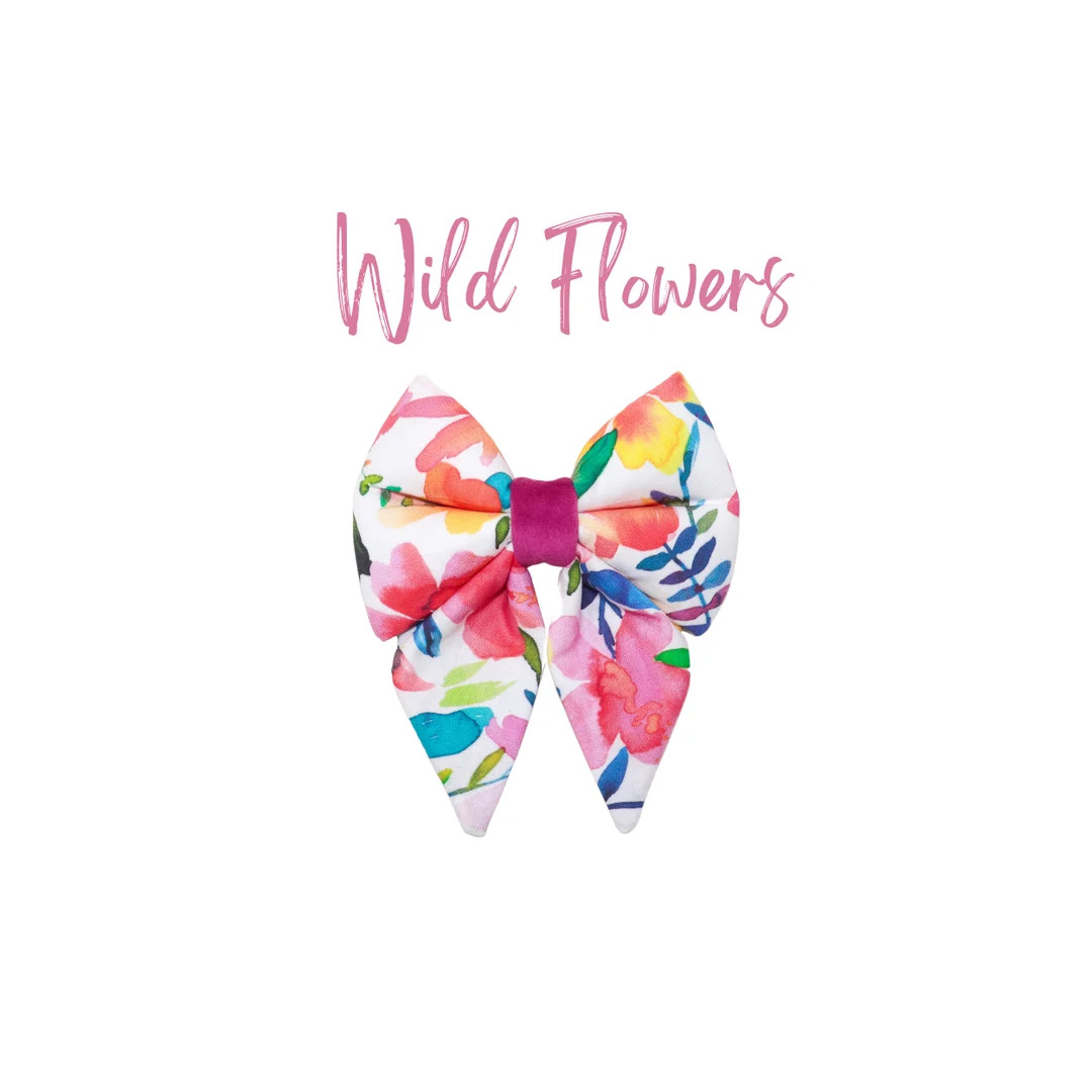 Colorful Floral Dog Sailor Bow – Spring Slide On Accessory | WILD FLOWERS | Etsy (US)