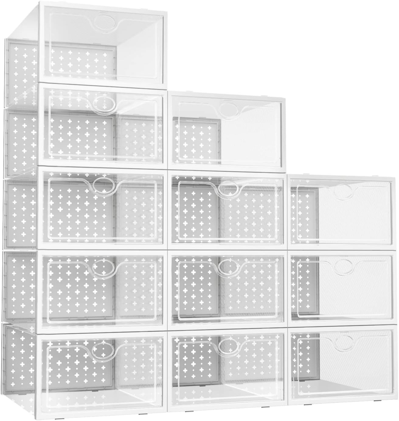 Pinkpum 12 Pack Shoe Storage Boxes, Shoe Organizer for Closet Clear, Shoe Boxes Clear Plastic Sta... | Amazon (US)