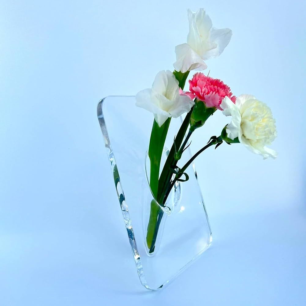 Clear Acrylic Flower Vase Rectangular，Acrylic Frame Vase ，Art Deco Vase，Decoration of Conso... | Amazon (US)