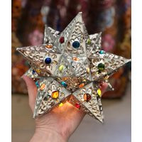 Mexican Punched Tin Star W Colored Marbles, Table Lamp, Christmas Tree Topper, Estrella Wall Sconce  | Etsy (US)