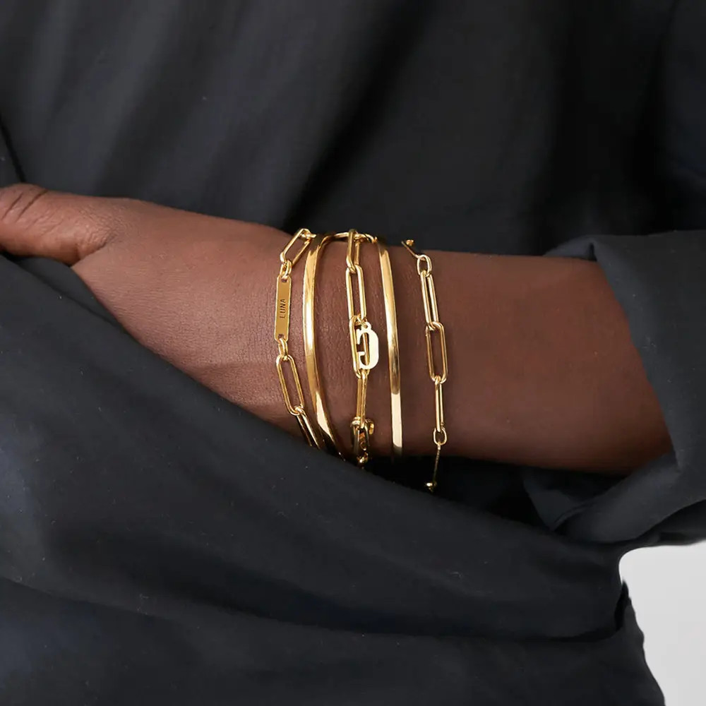 Ivy Name Paperclip Chain Bracelet - Gold Vermeil | Oak & Luna (US)