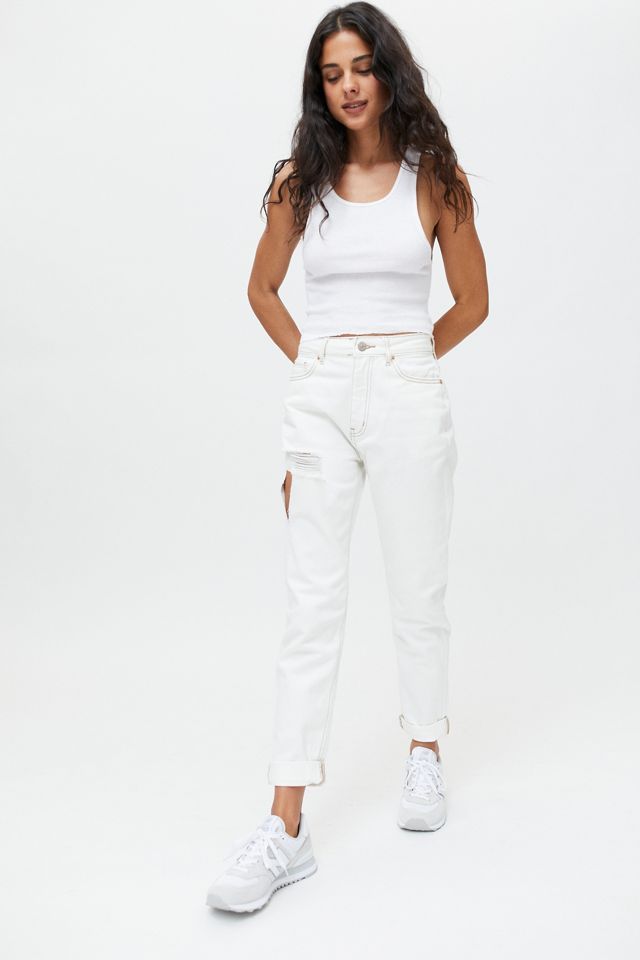 BDG High-Waisted Mom Jean – White Denim | Urban Outfitters (US and RoW)