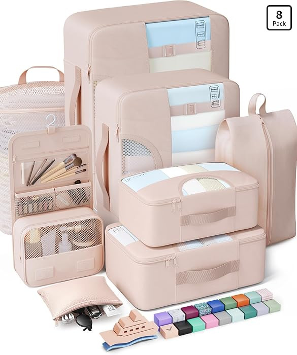 Veken 8 Set Packing Cubes, Cruise Ship Travel Essentials Accessories for Beach Vacation, Personal... | Amazon (US)
