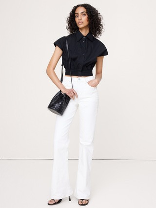 Cotton Poplin Super-Cropped Shirt | Banana Republic (US)