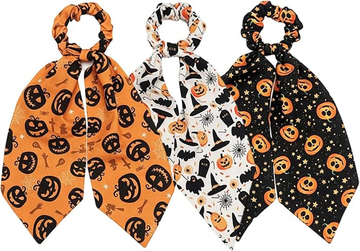 Halloween Hair Ties Elastic Pumpkin Ghost Hair Scrunchies Accessories | Amazon (US)